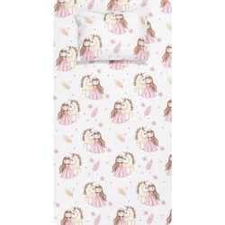 Borea Σετ Παιδικά Σεντόνια Μονά Βαμβακερά 160x240 Fairytale White Pink 2τμχ