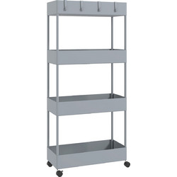 HOMCOM 850-166V00GY Τρόλεϊ Μεταλλικό 4 Θέσεων 40x19x90cm