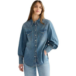 Wrangler Μακρυμάνικο Γυναικείο Πουκάμισο Τζιν Mονόχρωμο Μπλε 112386774