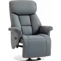 HOMCOM Πολυθρόνα Relax με Υποπόδιο Περιστρεφόμενη Ανακλινόμενη Δερματίνη Γκρι 839-848V80GY