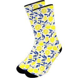 NODO Lemon Bliss Ανδρικές Κάλτσες Ψηλές με Σχέδια Λευκές PR10051