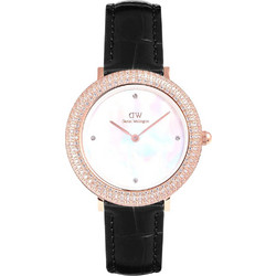 Daniel Wellington Crystalline Γυναικείο Ρολόι με Μαύρο Δερμάτινο Λουράκι DW00100827