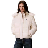 Calvin Klein Γυναικείο Μπουφάν Χειμωνιάτικο Puffer Μακρύ Εκρού LV047H504G-YAS