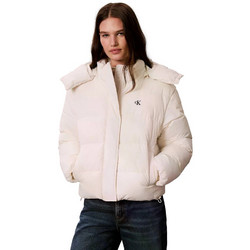 Calvin Klein Γυναικείο Μπουφάν Χειμωνιάτικο Puffer Μακρύ Εκρού LV047H504G-YAS