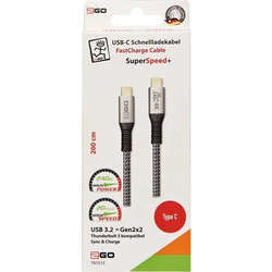 2GO 797515 Braided Thunderbolt 3 USB-C to USB-C 240W 2m Black