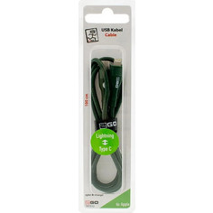 2GO 797312 Braided USB-C to Lightning Cable 1m Green