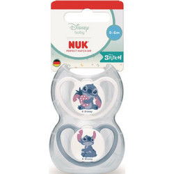 Nuk Perfect Match Air Stitch Ανατομικές Ορθοδοντικές Πιπίλες Σιλικόνης 0-6m Λευκή Μπλε 2τμχ