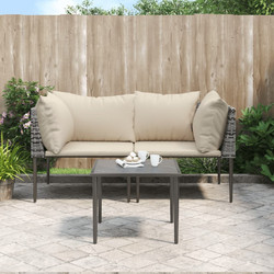vidaXL Σετ Τραπεζαρία Κήπου Rattan 2τμχ Μπεζ Γκρι 364127