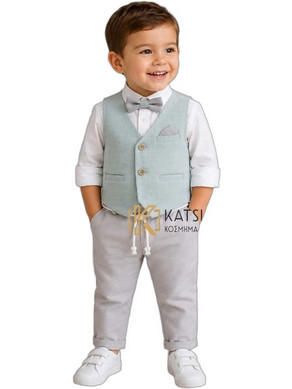 Makis Tselios Βαπτιστικό Κοστούμι με Παντελόνι Πουκάμισο & Γιλέκο 6τμχ ΜΤ-312