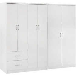 B2BMarkt Εξάφυλλη Ντουλάπα Ρούχων Blakely Λευκή 201x43x181cm 9995685