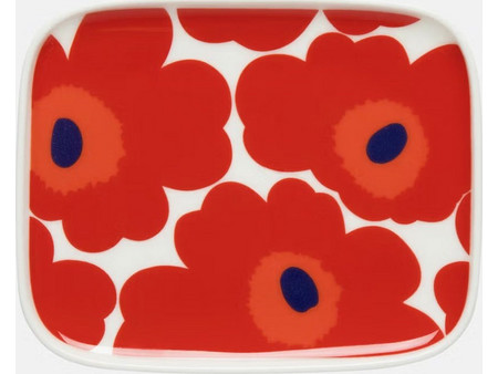 Marimekko Oiva Unikko Πιάτο Γλυκού Κεραμικό Ορθογώνιο 15x12cm 063436