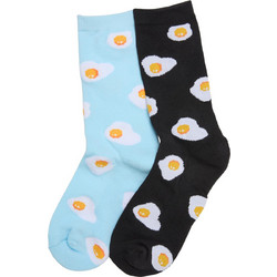 Mister Tee Fried Egg Ανδρικές Κάλτσες Ψηλές με Σχέδια Γαλάζιες Μαύρες 2Pack MT1382-02864
