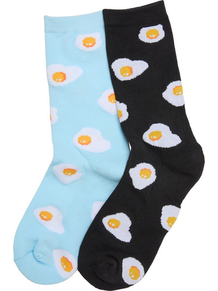 Mister Tee Fried Egg Ανδρικές Κάλτσες Ψηλές με Σχέδια Γαλάζιες Μαύρες 2Pack MT1382-02864