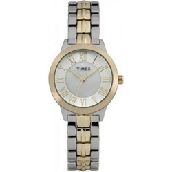 Timex Γυναικείο Ρολόι με Ασημί Χρυσό Μεταλλικό Μπρασελέ TW2Y38300