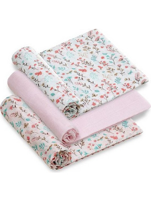 Interbaby Flores Petalos Πάνες Αγκαλιάς Ροζ 80x80cm 3τμχ 98985-02