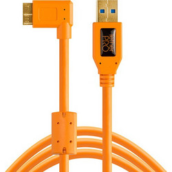 Tether CU61RT15-ORG Καλώδιο Angle 90° USB-A Male 3.0 to USB-B Micro Male 4.6m Orange