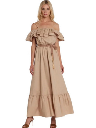 Relish Maxi Καλοκαιρινό Καθημερινό Φόρεμα Μπεζ RDP2609033027-2953