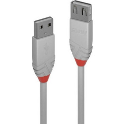 Lindy 36713 Καλώδιο USB-A Male 2.0 to USB-A Female 2m Grey