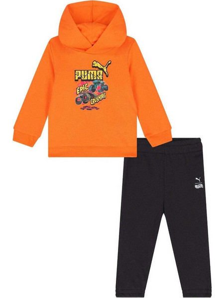 Puma Hot Wheels Monster Trucks Βρεφικό Σετ Φόρμας για Αγόρι Χειμωνιάτικο Πορτοκαλί Μαύρο 632399-01