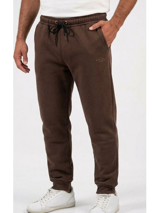 Clever Ανδρικό Παντελόνι Φόρμας Fleece με Λάστιχο Καφέ FA26340-KA