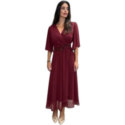 Fibes Fashion Midi Καλοκαιρινό Φόρεμα για Γάμο / Βάπτιση Κρουαζέ Μπορντό 05-9529