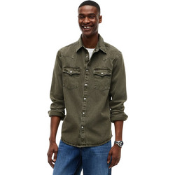 Tommy Jeans Ανδρικό Πουκάμισο Βαμβακερό Μακρυμάνικο Κανονική Γραμμή Χακί DM0DM23518-M04