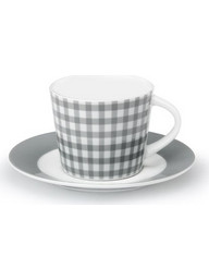 Cryspo Trio Fino Σετ Φλιτζάνια Espresso Ελληνικού Καφέ & Τσαγιού Πορσελάνης Λευκά Γκρι 220ml 6τμχ
