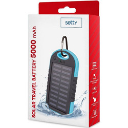 Setty Ηλιακό Power Bank 5000mAh με 2 Θύρες USB-A Black Light Blue