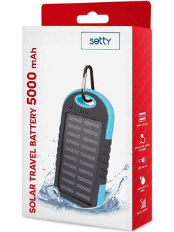 Setty Ηλιακό Power Bank 5000mAh με 2 Θύρες USB-A Black Light Blue