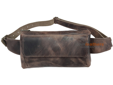 DomLeathers Ανδρικό Τσαντάκι Μέσης Δερμάτινο Καφέ DL621