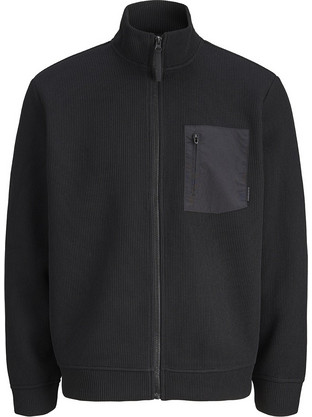 Jack & Jones Ανδρική Ζακέτα Πλεκτή με Φερμουάρ Μαύρη 12301793