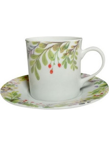 terra Nina Spring Flower terra Antica Φλιτζάνι Espresso & Ελληνικού Καφέ Πορσελάνης Λευκό Πράσινο 90ml 0001461