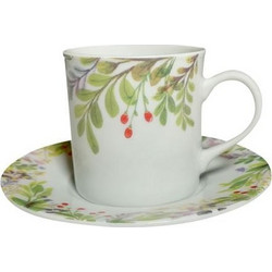 terra Nina Spring Flower terra Antica Φλιτζάνι Espresso & Ελληνικού Καφέ Πορσελάνης Λευκό Πράσινο 90ml 0001461