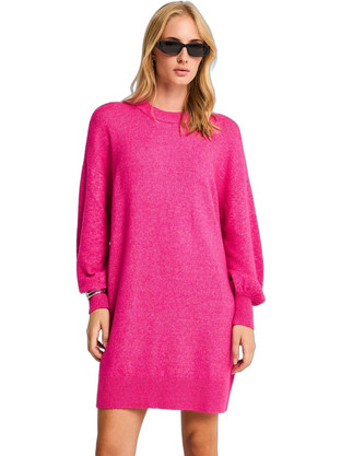 Funky Buddha Mini Καθημερινό Φόρεμα Πλεκτό Φούξια FBL014-107-13