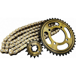 Roc Σετ Αλυσίδα Χρυσή & Γρανάζια Κίνησης 39T 15T 428 112 Links για Yamaha Crypton-X 135