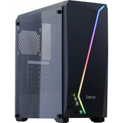 Spacer Flash Black Gaming Midi Tower Κουτί Υπολογιστή RGB με Πλαϊνό Παράθυρο