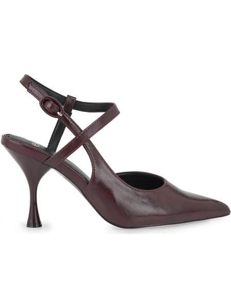 Exe Γόβες Slingback Δερμάτινες με Λεπτό Χαμηλό Τακούνι Σοκολατί X47002485-1F5