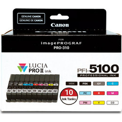 Canon PFI-5100 MBK/PBK/C/M/Y/PC/PM/R/GY/CO Πακέτο 10 Μελανιών Εκτυπωτή Inkjet