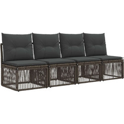 vidaXL Τετραθέσιος Καναπές Εξωτερικού Χώρου Rattan Ανθρακί 220x62x70cm 4τμχ 42026720