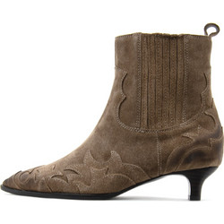 ASH Γυναικεία Μποτάκια Cowgirl Suede Χακί με Λεπτό Χαμηλό Τακούνι FW26-M-153842-002