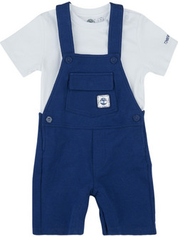 Timberland Βρεφικό Σετ για Αγόρι Καλοκαιρινό Λευκό Navy Μπλε T60399-84N