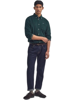Barbour Ανδρικό Πουκάμισο Κοτλέ Μακρυμάνικο Slim Fit Κυπαρισσί MSH5001-GN73