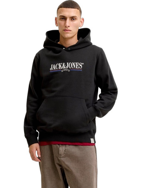 Jack & Jones Ανδρικό Φούτερ με Κουκούλα & Τσέπες Μαύρο 12300031
