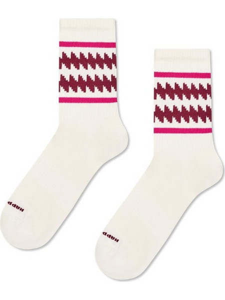 Happy Socks Zic Zac Ανδρικές Κάλτσες Ψηλές με Σχέδια Μπεζ P006013