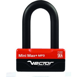 Vector Mini Max+ MP3 Κλειδαριά Δισκόφρενου Μηχανής 16mm με Συναγερμό Μαύρη Κόκκινη