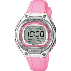 Casio Ψηφιακό Γυναικείο Ρολόι Χρονογράφος με Ροζ Καουτσούκ Λουράκι LW-203-4AVEF