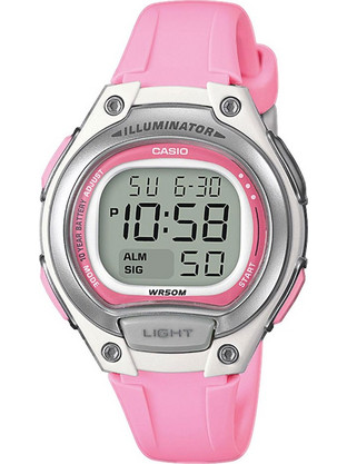 Casio Ψηφιακό Γυναικείο Ρολόι Χρονογράφος με Ροζ Καουτσούκ Λουράκι LW-203-4AVEF