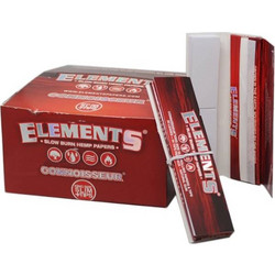 Κουτί με 24 χαρτάκια στριφτού ELEMENTS CONNOISSEUR KING SIZE + TIPS SLOW BURN HEMP PAPERS (RED)