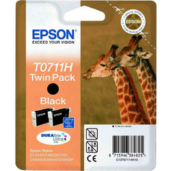 Epson T0711H Black Πακέτο 2 Μελανιών Εκτυπωτή Inkjet C13T07114H
