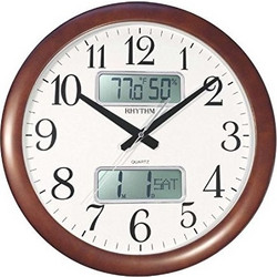 Ρολόι Τοίχου RHYTHM Ξύλινο Thermo-Date CFG901NR06